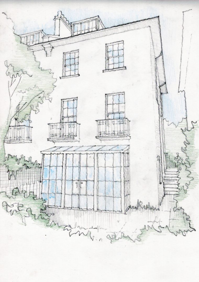 Sketch view of the extension at Eton Villas